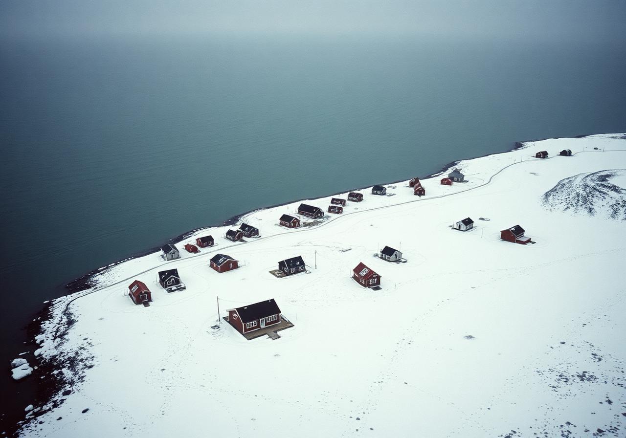 Aerial view of an Arctic Alaskan village